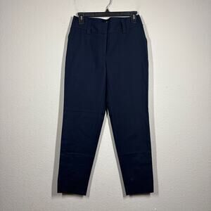 Jones New York Size 2 Chino Pants Navy Blue Cotton Blend Mid Rise Pockets NWT